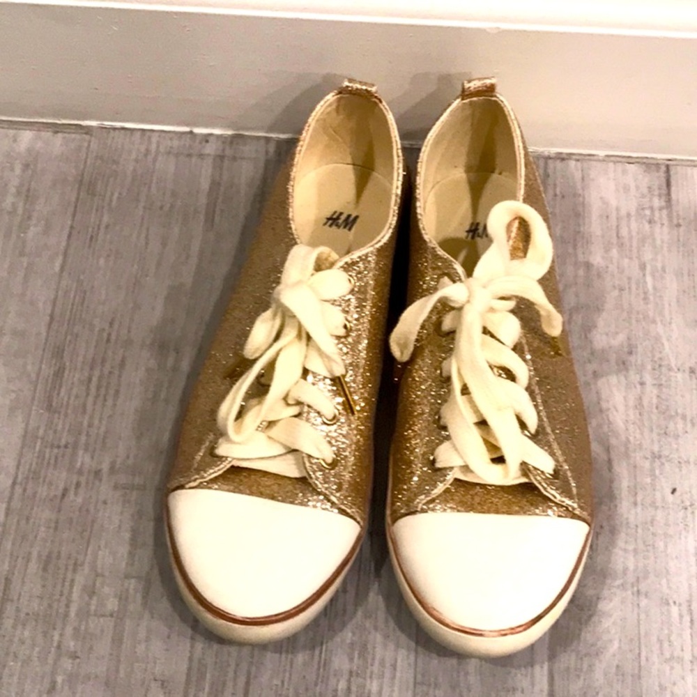 Gold Glitter Sneakers, women Size 7